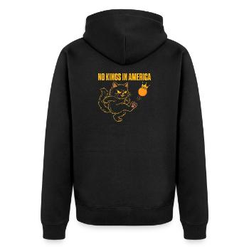 No Kings In America Patriotic Liberty Quote - Unisex Premium Organic Zip Hoodie - black - Back - Nico (187cm)
