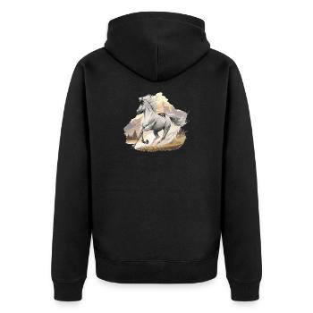 High jumping horse in mountain landscape - Unisex Premium Organic Zip Hoodie - black - Back - Nico (187cm)