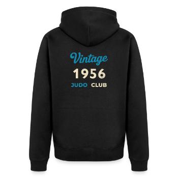 Vintage 1956 Judo Club Retro Geburtsjahr Geschenk - Unisex Premium Bio Zip Hoodie - Schwarz - Hinten - Nico (187cm)