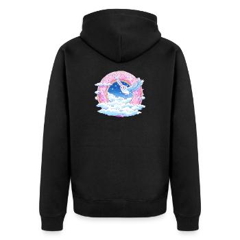 DonutHimmel Eulenflug - Unisex Premium Bio Zip Hoodie - Schwarz - Hinten - Nico (187cm)