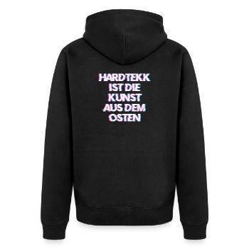 Hardtekk Tekk - Unisex Premium Bio Zip Hoodie - Schwarz - Hinten - Nico (187cm)