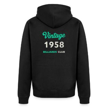 Millésime 1958 – Année de naissance rétro du Billiards Club - Veste à capuche bio Premium Unisexe - noir - Dos - Nico (187cm)