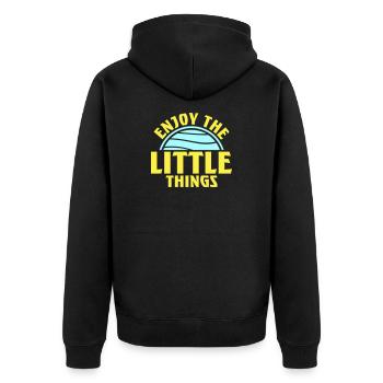 Enjoy The Little Things Gratitude Mindfulness - Unisex Premium Organic Zip Hoodie - black - Back - Nico (187cm)