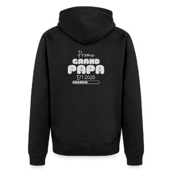 Promu Grand-papa en 2026 cadeau futur Papi - Veste à capuche bio Premium Unisexe - noir - Dos - Nico (187cm)