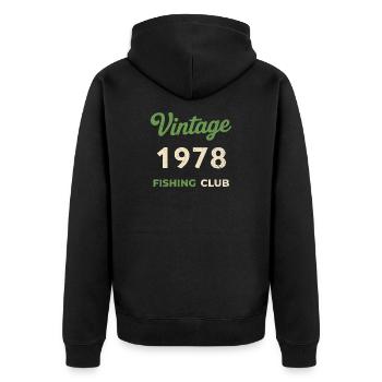 Vintage 1978 – Fishing Club Retro Birth Year - Unisex Premium Organic Zip Hoodie - black - Back - Nico (187cm)