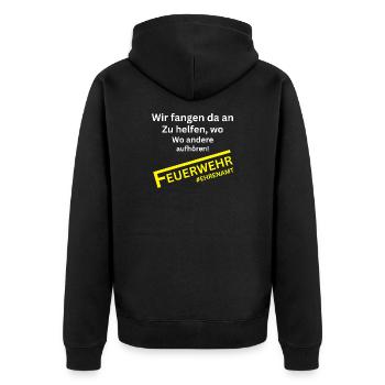 Wir fangen - Lustiges Design für Angler & Fischer - Unisex Premium Bio Zip Hoodie - Schwarz - Hinten - Nico (187cm)