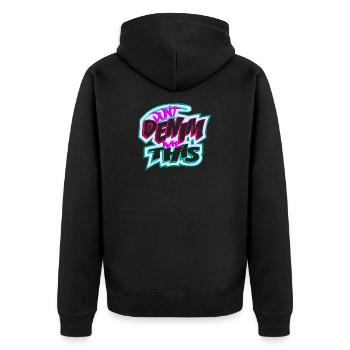 Verwandle mich nicht in Jeans - Unisex Premium Bio Zip Hoodie - Schwarz - Hinten - Nico (187cm)