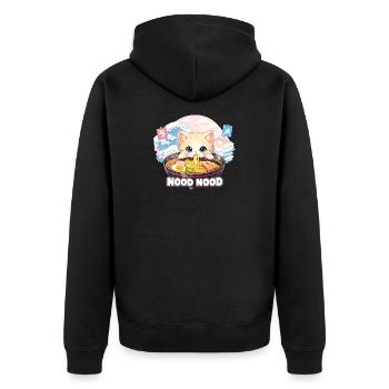 Ramen Cat Kanagawa Pastel - Unisex Premium Organic Zip Hoodie - black - Back - Nico (187cm)
