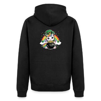 Shamrock Unicorn St Patrick’s Irish - Veste à capuche bio Premium Unisexe - noir - Dos - Nico (187cm)