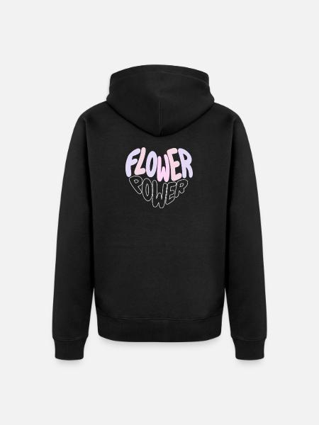 Pastel Flower Power Retro - Unisex Premium Organic Zip Hoodie - black