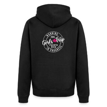 Avertissement : Voyage des filles à Porto Rico Spring Break 2026 - Veste à capuche bio Premium Unisexe - noir - Dos - Nico (187cm)