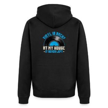 Vinyl Is Back At My House Quote Design - Unisex Premium Bio Zip Hoodie - Schwarz - Hinten - Nico (187cm)