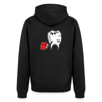 Tooth Boxer K.o. - Unisex Premium Bio Zip Hoodie - Schwarz - Hinten - Nico (187cm)