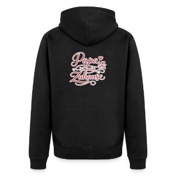 Papa ist mein Zuhause Geschenk Liebe - Unisex Premium Bio Zip Hoodie - Schwarz - Hinten - Nico (187cm)