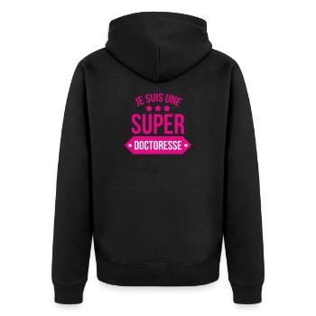 Je suis une super doctoresse humour rose - Veste à capuche bio Premium Unisexe - noir - Dos - Nico (187cm)