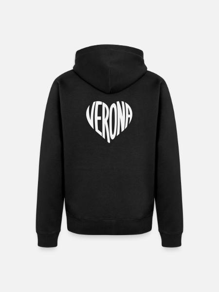 Verona Heart Typography - Unisex Premium Organic Zip Hoodie - black