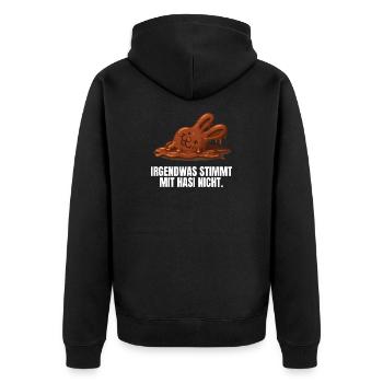 Hasi Ostern Schokohase lustig - Unisex Premium Bio Zip Hoodie - Schwarz - Hinten - Nico (187cm)