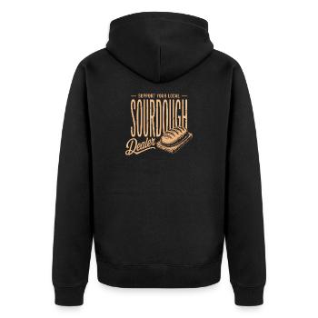 Support Local Sourdough Dealer - Unisex Premium Organic Zip Hoodie - black - Back - Nico (187cm)
