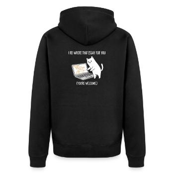 Code cat explains tasks - Unisex Premium Organic Zip Hoodie - black - Back - Nico (187cm)