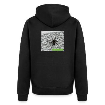 Spinne - Unisex Premium Bio Zip Hoodie - Schwarz - Hinten - Nico (187cm)