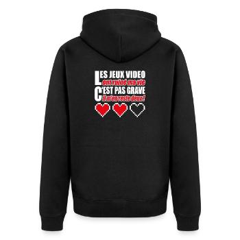 Les jeux vidéo ont ruiné ma vie humour gamer - Veste à capuche bio Premium Unisexe - noir - Dos - Nico (187cm)