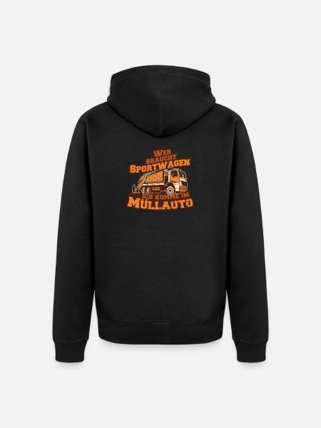 Müllauto Spruch - Unisex Premium Bio Zip Hoodie - Schwarz