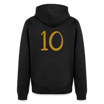 10 - Unisex Premium Bio Zip Hoodie - Schwarz - Hinten - Nico (187cm)