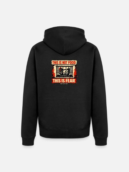Käfighahn: Angst statt Nahrung - Unisex Premium Bio Zip Hoodie - Schwarz
