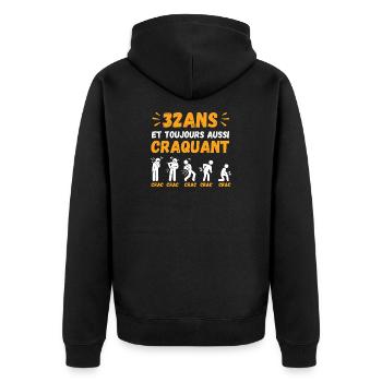 33 Ans Toujours Aussi Craquant Humour Crac - Veste à capuche bio Premium Unisexe - noir - Dos - Nico (187cm)