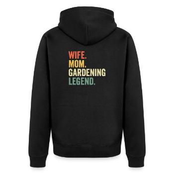 Épouse Maman Légende du jardinage - Veste à capuche bio Premium Unisexe - noir - Dos - Nico (187cm)