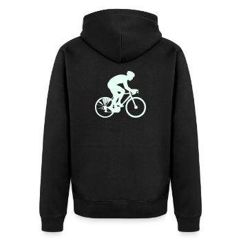 Radfahrer Silhouette Mint - Unisex Premium Bio Zip Hoodie - Schwarz - Hinten - Nico (187cm)