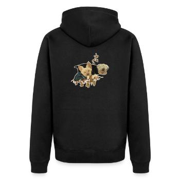Chiens du Yorkshire dans les feuilles d’automne - Veste à capuche bio Premium Unisexe - noir - Dos - Nico (187cm)