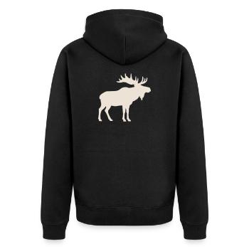elch - Unisex Premium Bio Zip Hoodie - Schwarz - Hinten - Nico (187cm)