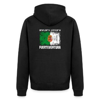 Inseltrip Fuerteventura - Unisex Premium Bio Zip Hoodie - Schwarz - Hinten - Nico (187cm)