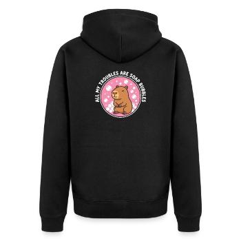 All My Troubles Are Soap Bubbles - Unisex Premium Bio Zip Hoodie - Schwarz - Hinten - Nico (187cm)