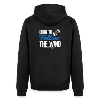 Follow – Kitesurfing T-Shirt - Unisex Premium Bio Zip Hoodie - Schwarz - Hinten - Nico (187cm)