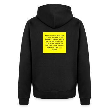 Le temps comme typographie artistique jaune - Veste à capuche bio Premium Unisexe - noir - Dos - Nico (187cm)