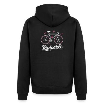 Radperle - Unisex Premium Bio Zip Hoodie - Schwarz - Hinten - Nico (187cm)
