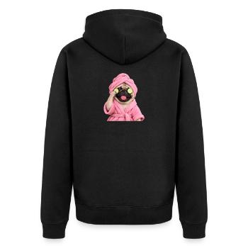Mops Hund süßer Mops niedlicher Mops - Unisex Premium Bio Zip Hoodie - Schwarz - Hinten - Nico (187cm)