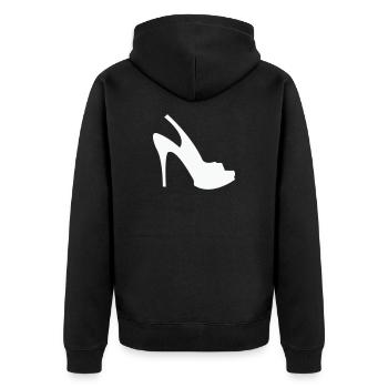 Silhouette Stöckelschuh – Schwarze Eleganz - Unisex Premium Bio Zip Hoodie - Schwarz - Hinten - Nico (187cm)