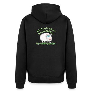 Schaf = biologischer Rasenmäher - Unisex Premium Bio Zip Hoodie - Schwarz - Hinten - Nico (187cm)