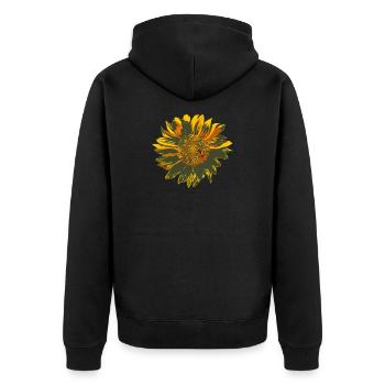 sonnenblume - Unisex Premium Bio Zip Hoodie - Schwarz - Hinten - Nico (187cm)