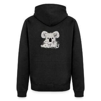 decorated koala bear with flowers and eucalyptus - Unisex Premium Organic Zip Hoodie - black - Back - Nico (187cm)