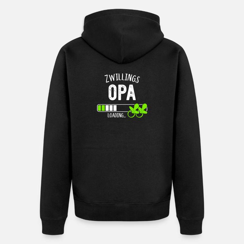 Zwillingsopa Loading Opa Großvater Zwillinge - Unisex Premium Bio Zip Hoodie - Schwarz