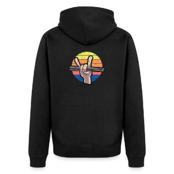 Drumstick Trommeln Schlagzeuger Vintage - Unisex Premium Bio Zip Hoodie - Schwarz - Hinten - Nico (187cm)