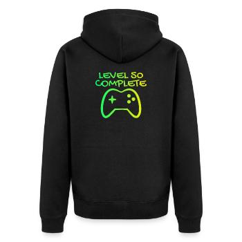 50. Geburtstag Level 50 Complete - Unisex Premium Bio Zip Hoodie - Schwarz - Hinten - Nico (187cm)