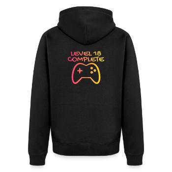 18 Birthday - Level 18 Complete - Gamer 18 years - Unisex Premium Organic Zip Hoodie - black - Back - Nico (187cm)
