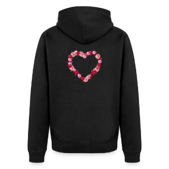 Roses Heart of shining roses and hearts - Unisex Premium Organic Zip Hoodie - black - Back - Nico (187cm)