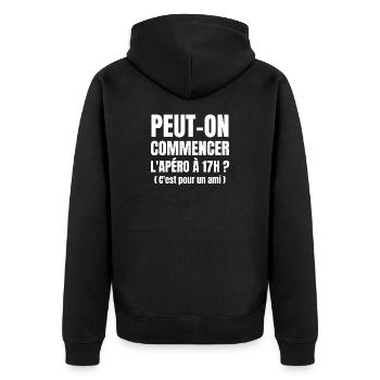 apéritif, apéritif humour, apéro - Veste à capuche bio Premium Unisexe - noir - Dos - Nico (187cm)