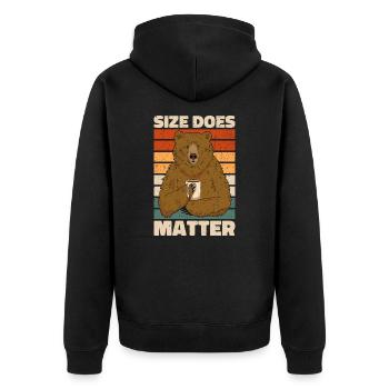 Size Does Matter. Bear Design Bear Gift Fun - Unisex Premium Organic Zip Hoodie - black - Back - Nico (187cm)